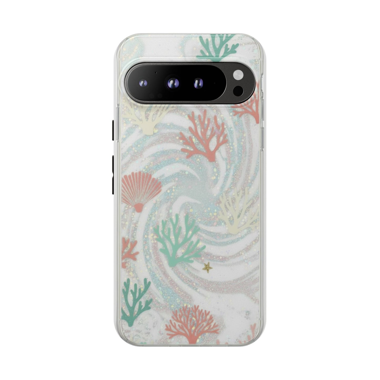 Seafoam Coral Tough Phone Case - Pastel Ocean Wave Design