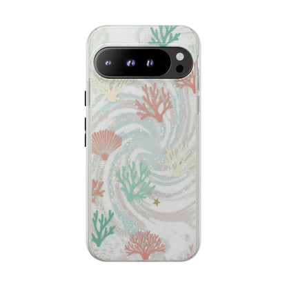 Seafoam Coral Tough Phone Case - Pastel Ocean Wave Design