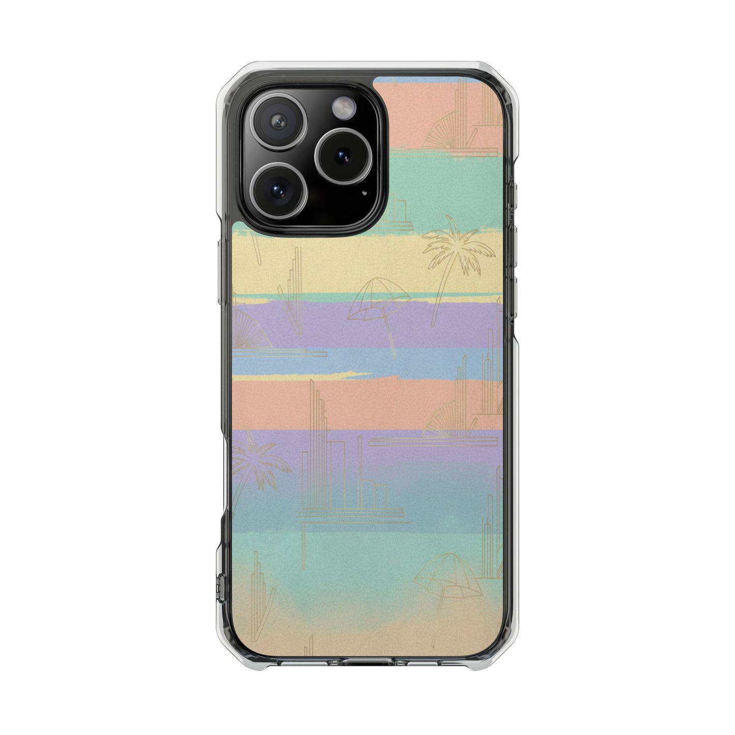 Pastel Stripe Clear Magnetic Impact Phone Case — Retro Beach Vibes