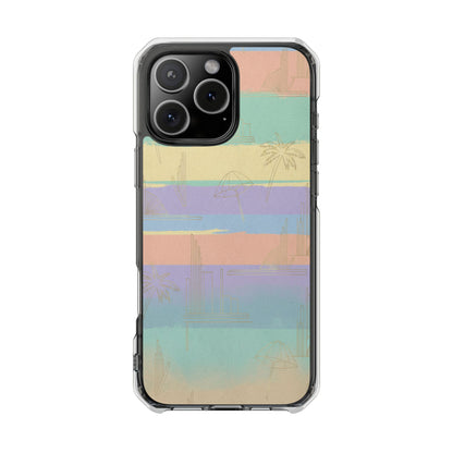 Pastel Stripe Clear Magnetic Impact Phone Case — Retro Beach Vibes
