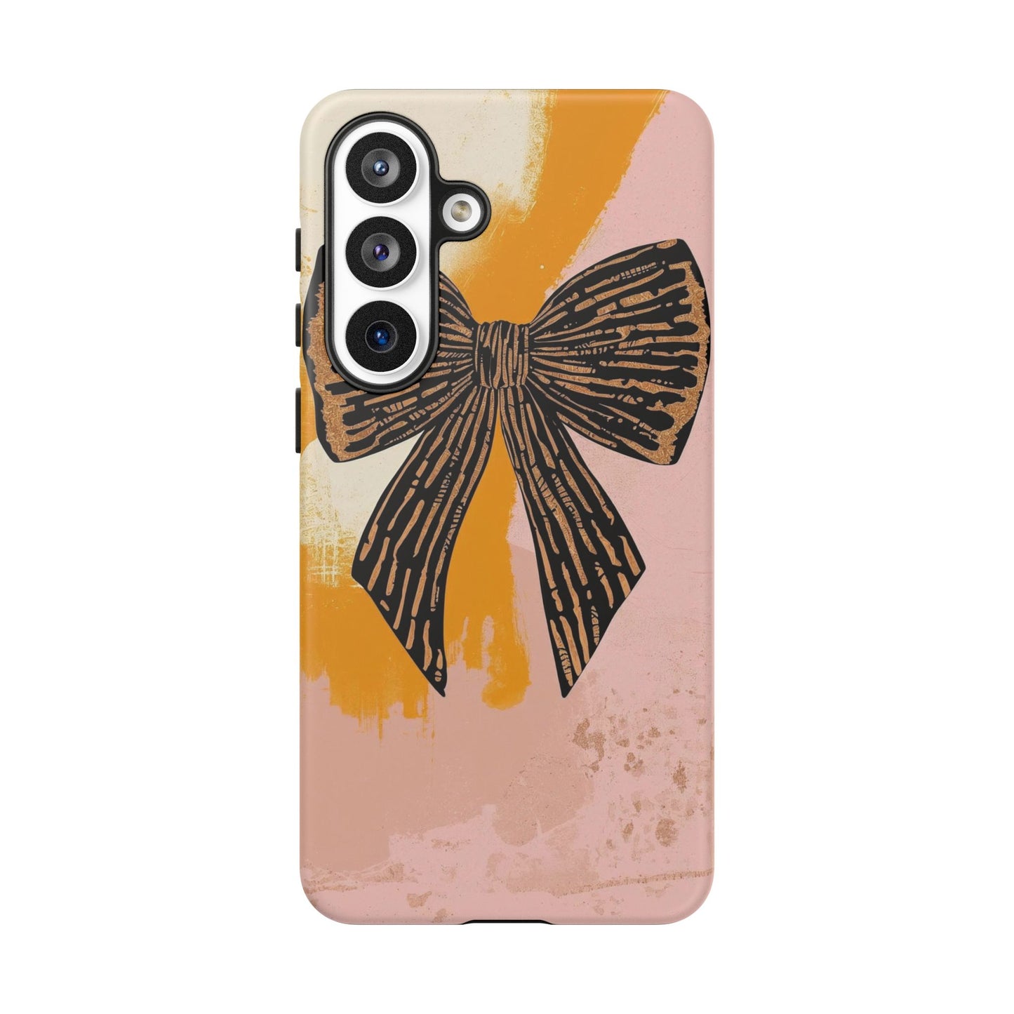 Bow Brushstroke Tough Phone Case — Pink & Mustard