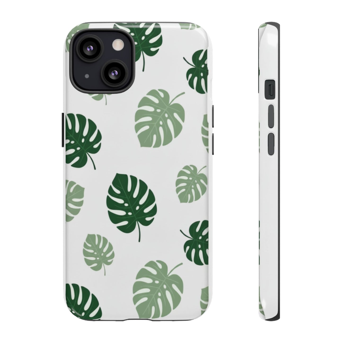 Monstera Leaf Tough Phone Case – Tropical Green Palm Pattern Protective Cover