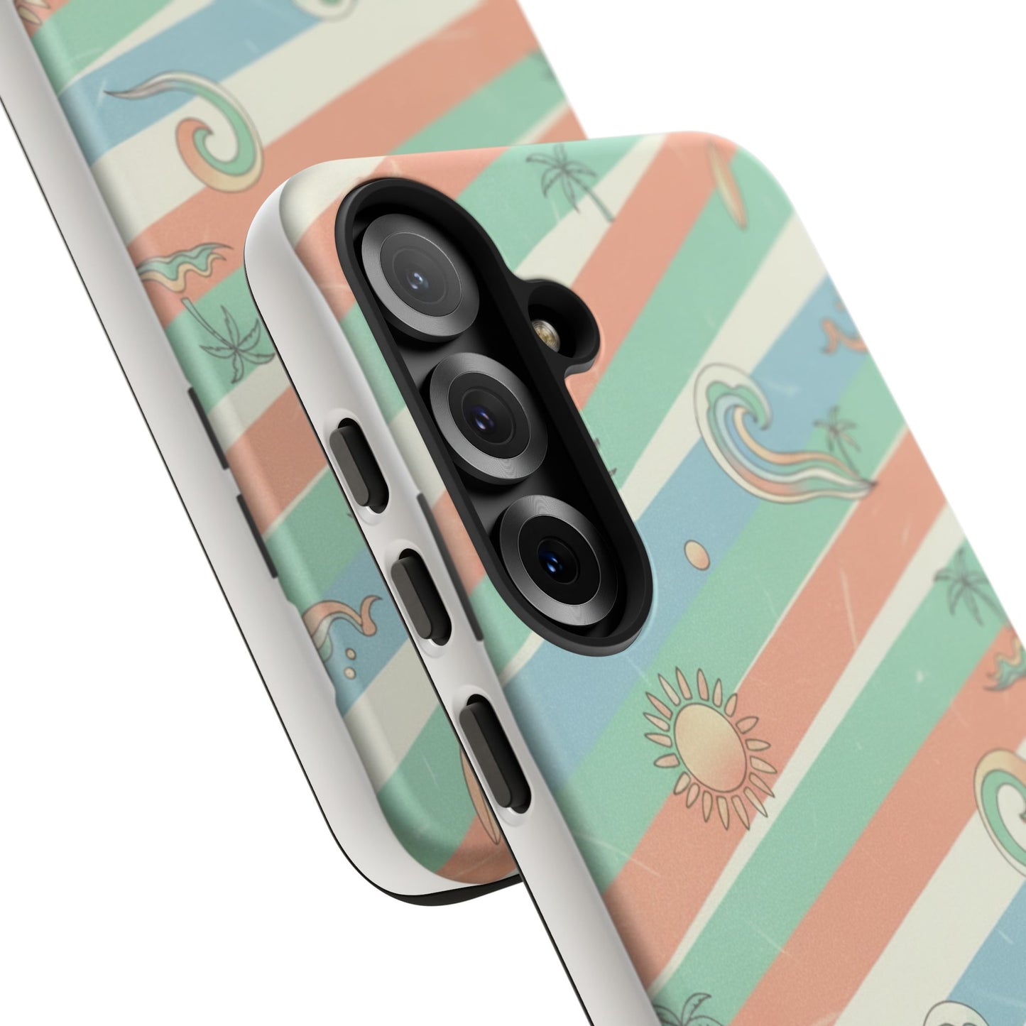 Surf Stripe Tough Phone Case — Retro Beach Waves Pattern