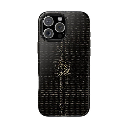 Tough Phone Case — Black Textured Metallic Dot Shield