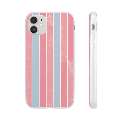 Striped Pink & Blue Phone Case — Retro Pastel Flexi Case