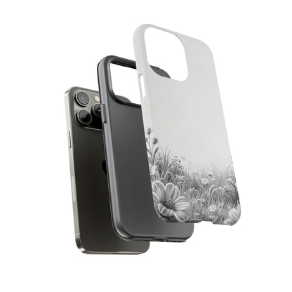 Butterfly Floral Tough Phone Case – Monochrome Garden Protection