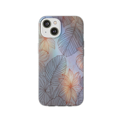 Floral Holographic Phone Case — Iridescent Leaves & Flowers Flexi Case