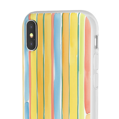 Watercolor Stripe Phone Case — Bright Pastel Vertical Stripes Protective Flexi Case
