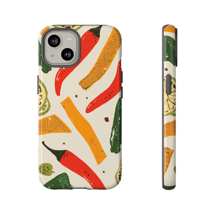 Spicy Peppers Phone Case – Colorful Chili, Lime & Citrus Pattern