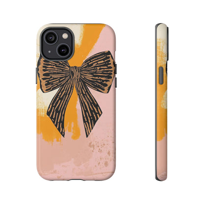 Bow Brushstroke Tough Phone Case — Pink & Mustard