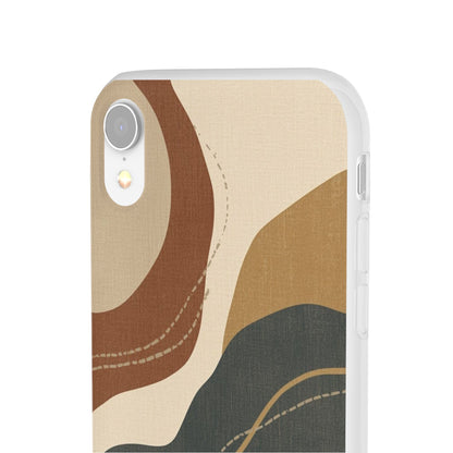 Abstract Earth Tone Phone Case — Boho Wavy Flexi Case