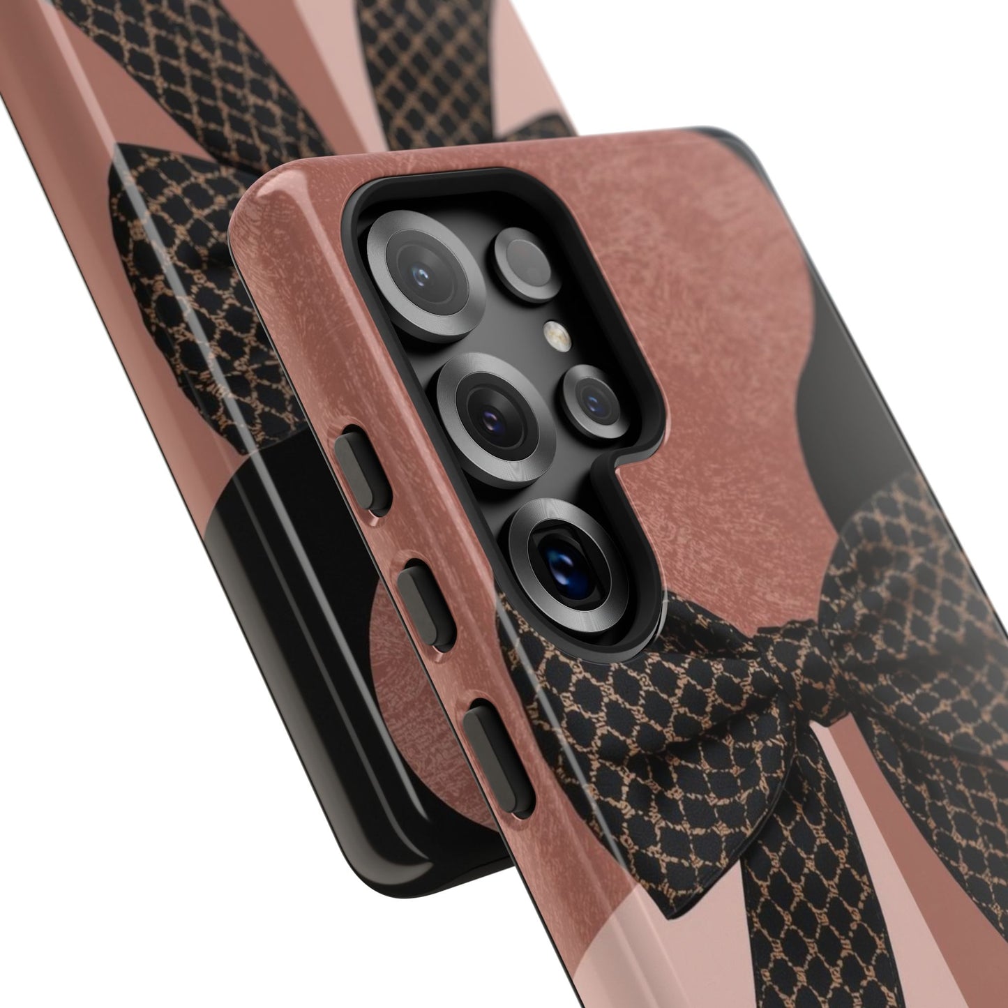 Bow Stripe Tough Phone Case – Pink Mauve Protective Cover