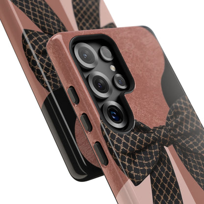 Bow Stripe Tough Phone Case – Pink Mauve Protective Cover