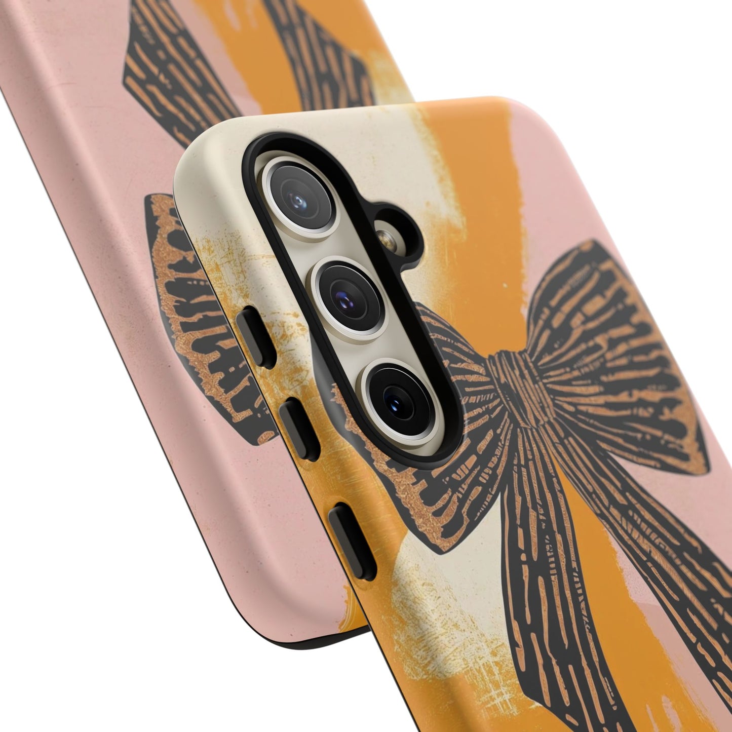 Bow Brushstroke Tough Phone Case — Pink & Mustard