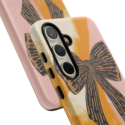 Bow Brushstroke Tough Phone Case — Pink & Mustard