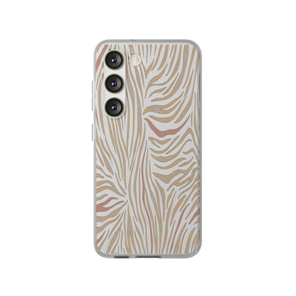 Neutral Zebra Print Flexi Case — Beige & Rose Gold Animal Pattern Phone Cover