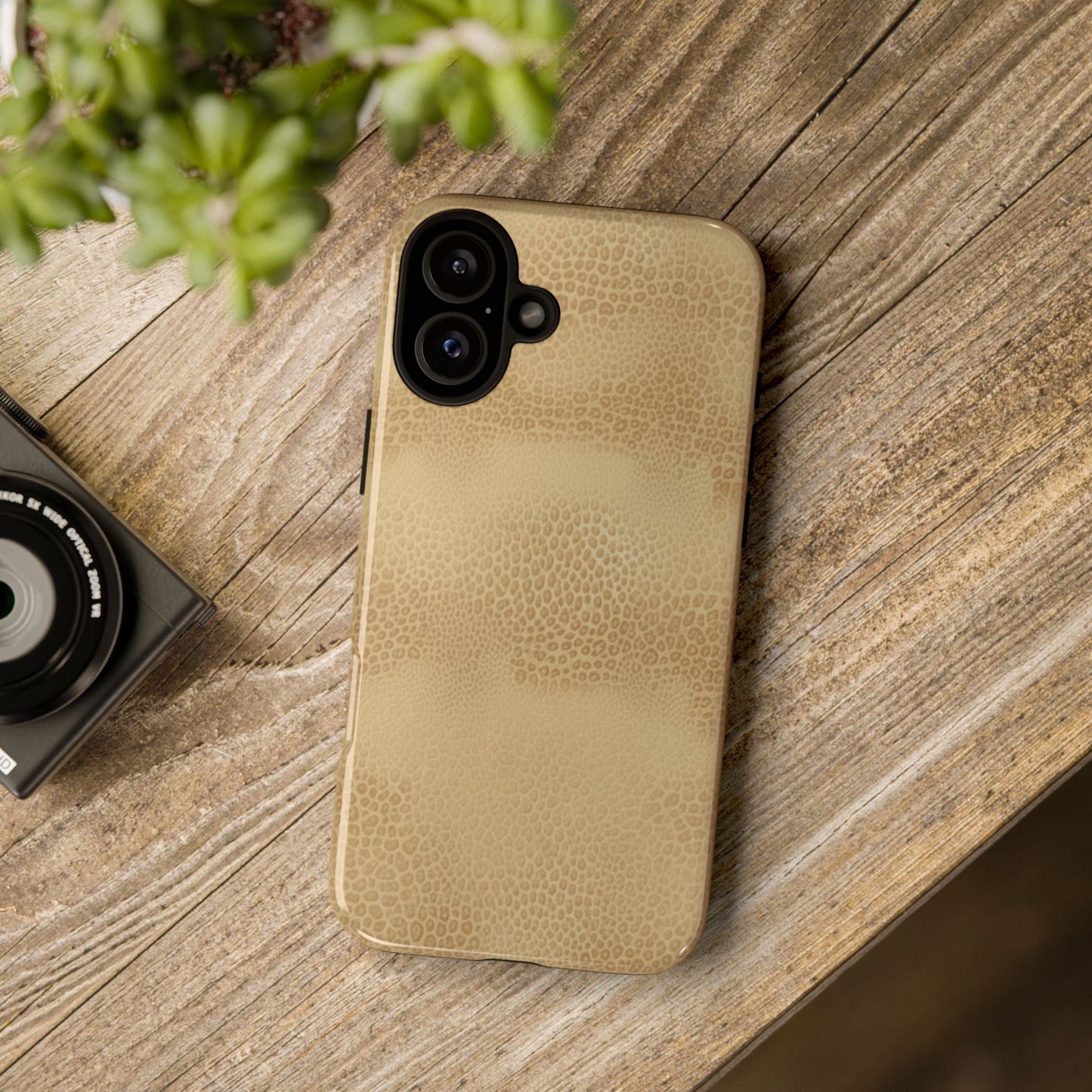 Tan Distressed Leather Texture Phone Case — Rugged Protective iPhone Cover