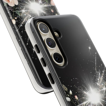 Floral Burst Phone Case — Protective Black Sparkle Design