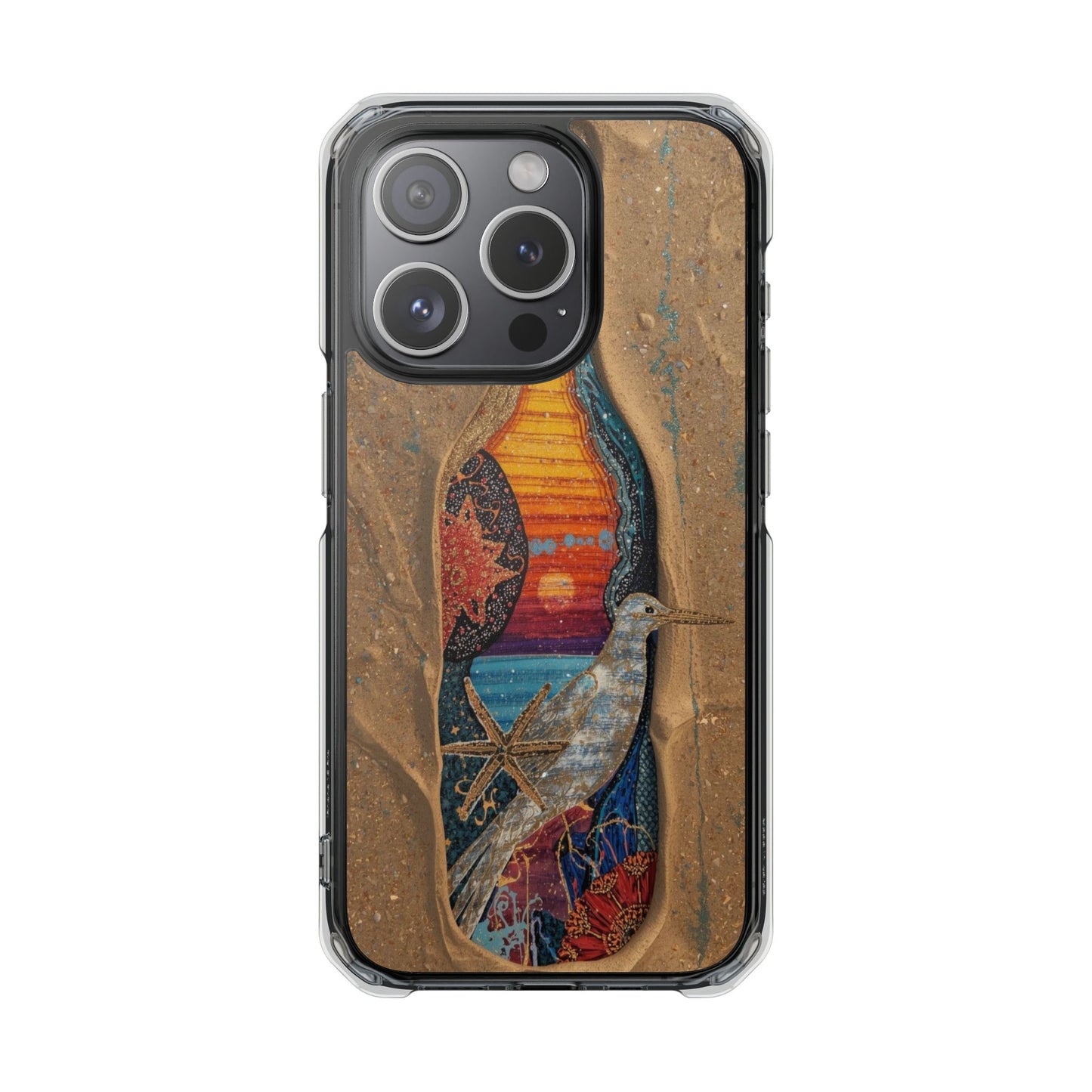 Clear Impact Phone Case — Sunset Wave Surfboard Art