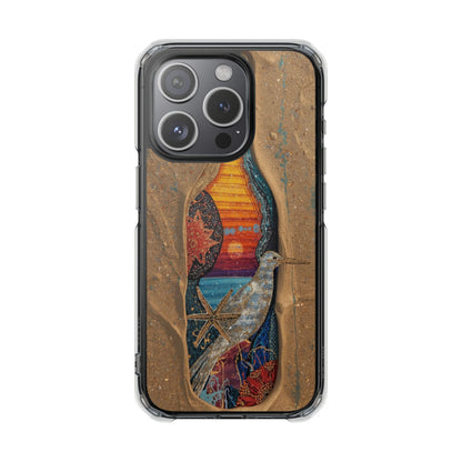 Clear Impact Phone Case — Sunset Wave Surfboard Art