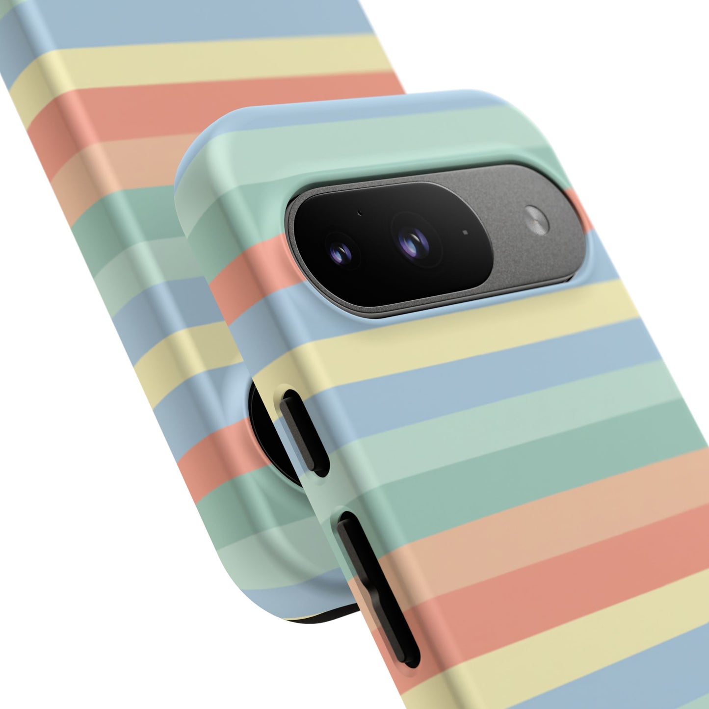Pastel Striped Phone Case — Retro Horizontal Multi-Color Tough Case