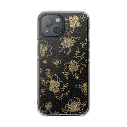 Clear Magnetic Impact Phone Case — Gold Floral Overlay