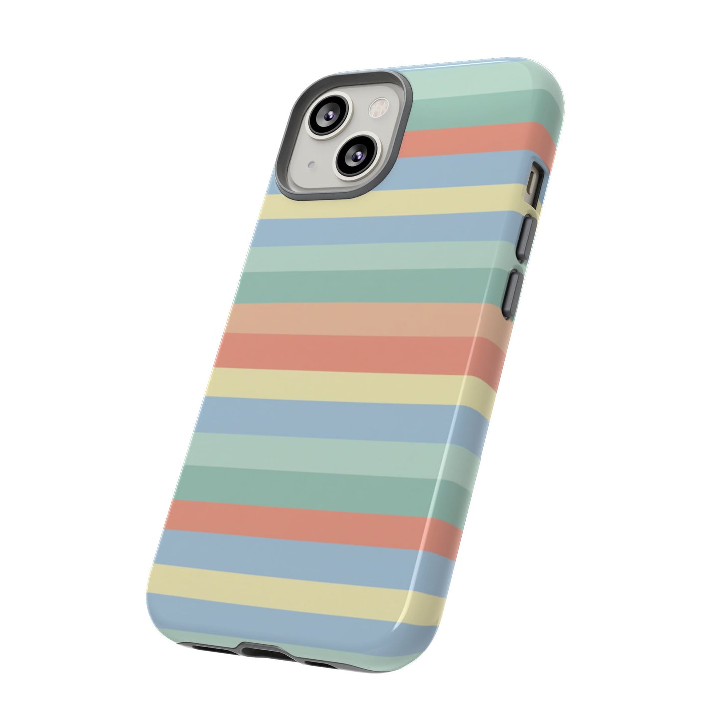 Pastel Striped Phone Case — Retro Horizontal Multi-Color Tough Case