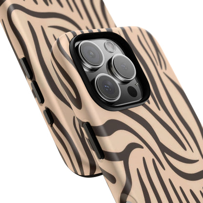 Zebra Stripe Tough Phone Case – Neutral Animal Print Protective Cover
