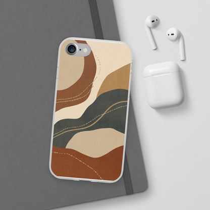 Abstract Earth Tone Phone Case — Boho Wavy Flexi Case