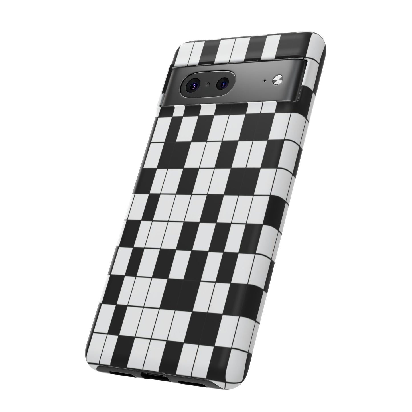 Crossword Grid Phone Case — Black & White Puzzle Pattern Tough Phone Cover