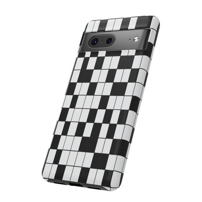 Crossword Grid Phone Case — Black & White Puzzle Pattern Tough Phone Cover