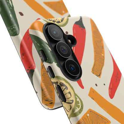 Spicy Peppers Phone Case – Colorful Chili, Lime & Citrus Pattern