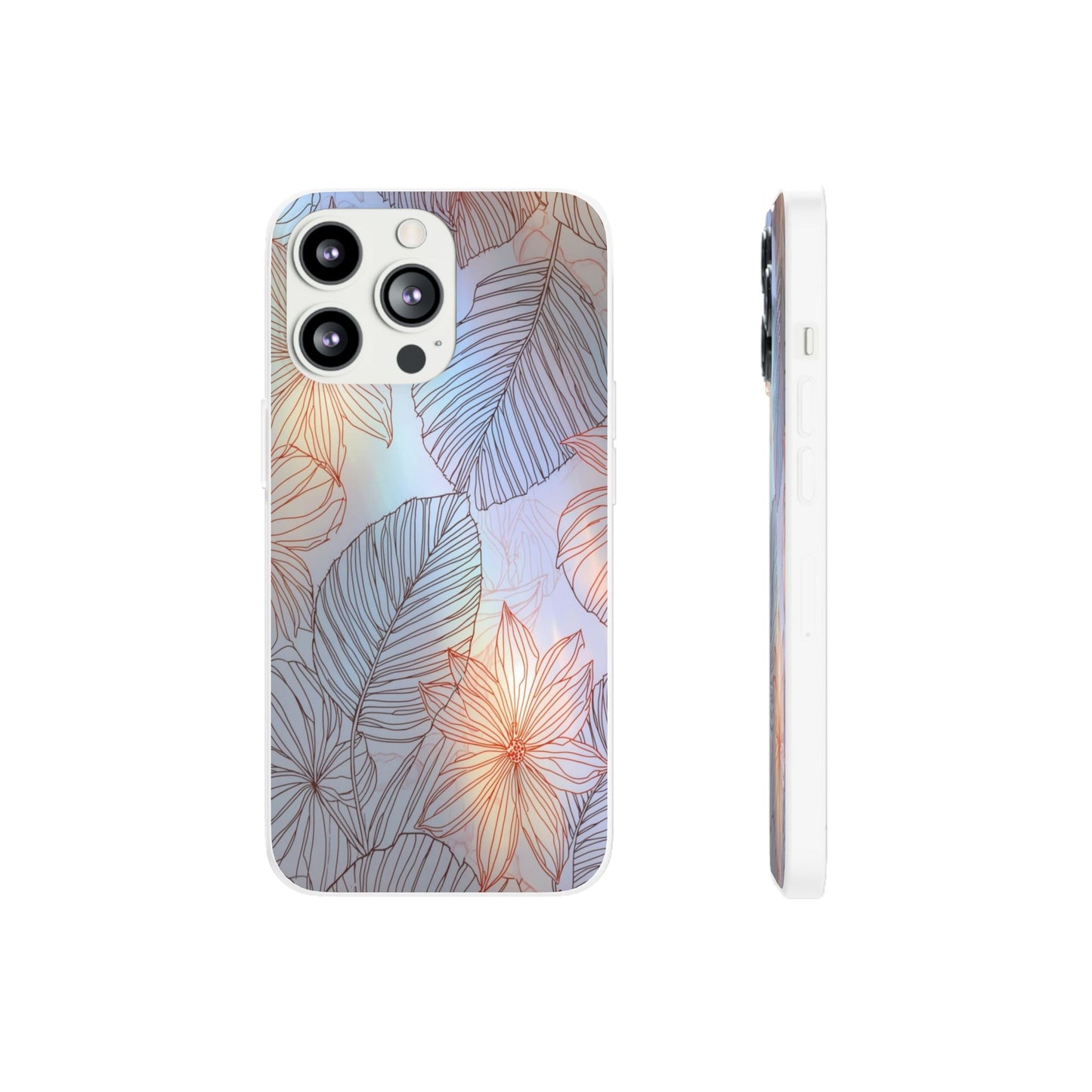 Floral Holographic Phone Case — Iridescent Leaves & Flowers Flexi Case