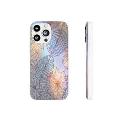 Floral Holographic Phone Case — Iridescent Leaves & Flowers Flexi Case