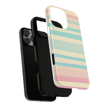 Pastel Striped Tough Phone Case – Protective Retro Rainbow Design