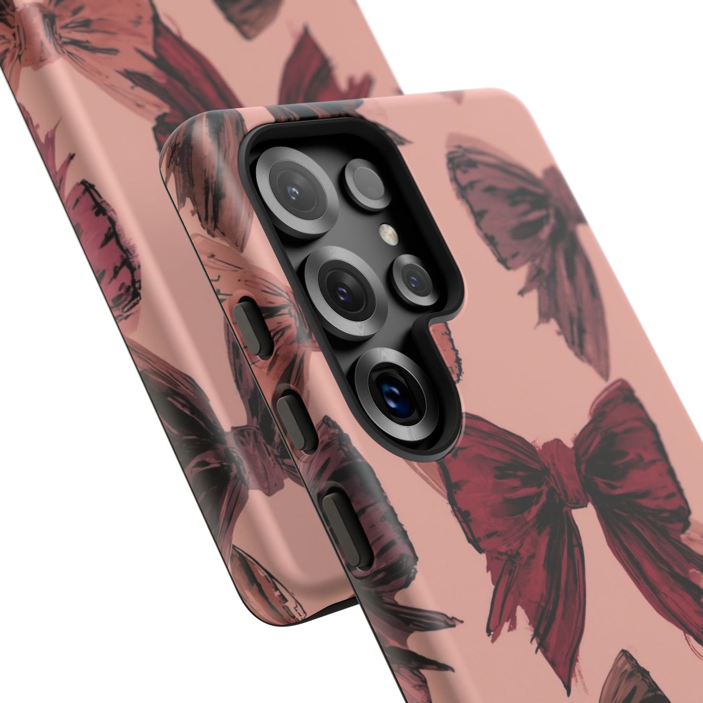 Bow Pattern Tough Phone Case — Pink Watercolor Bows Protective iPhone Cover