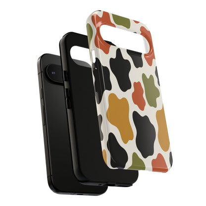 Camouflage Pattern Tough Phone Case – Retro Olive, Rust & Mustard Protective Cover
