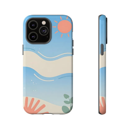 Beach Waves Tough Phone Case — Summer Sun & Seashell Protective Cover