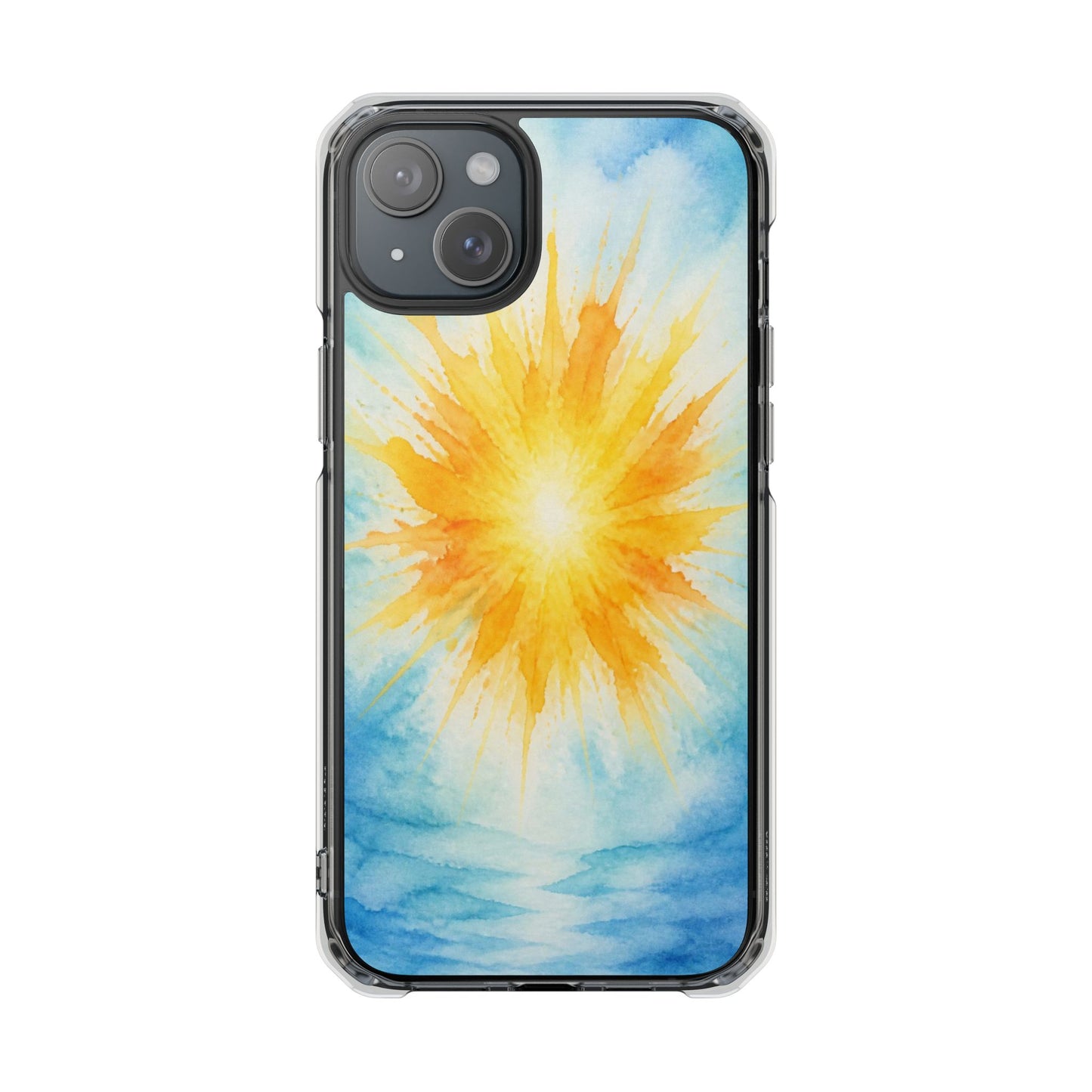 Clear Magnetic Phone Case — Sunshine Watercolor Design