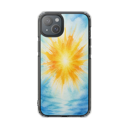 Clear Magnetic Phone Case — Sunshine Watercolor Design