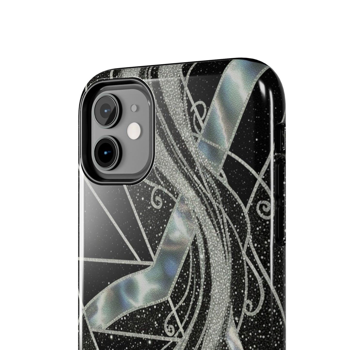 Geometry Tough Phone Case — Iridescent Ribbon on Black Celestial Background