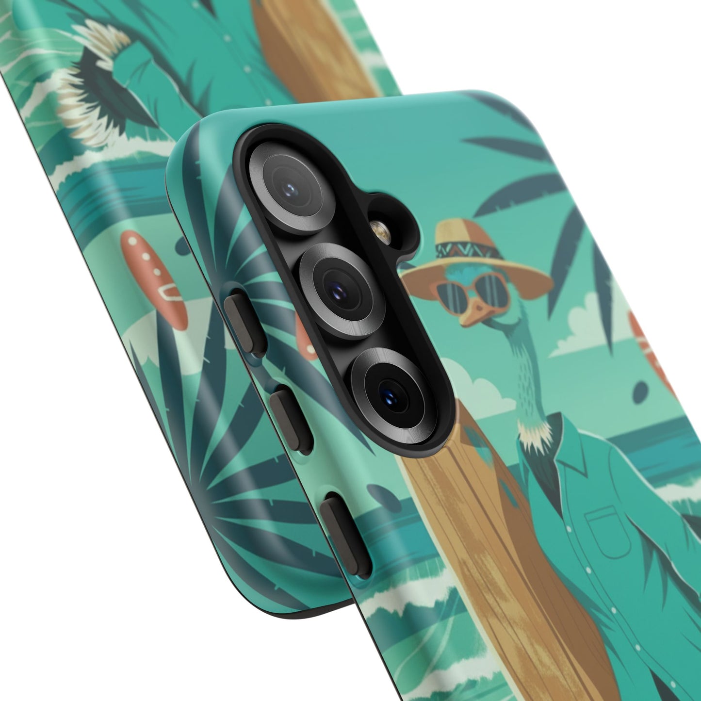 Phone Case — Retro Dressed Seagull Surfing Beach Illustration
