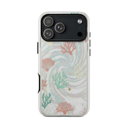 Seafoam Coral Tough Phone Case - Pastel Ocean Wave Design