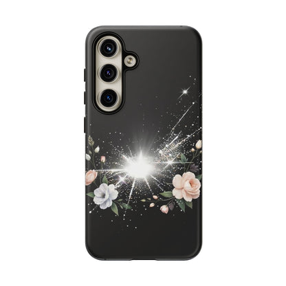 Floral Burst Phone Case — Protective Black Sparkle Design