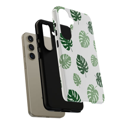 Monstera Leaf Phone Case — Tropical Green Pattern Tough Case