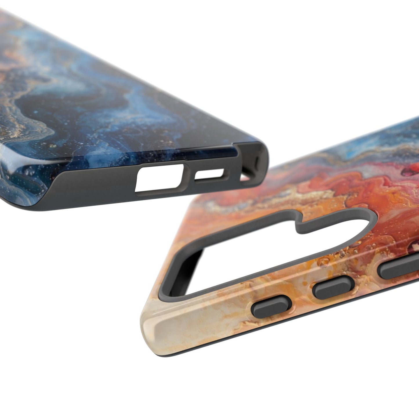 Marbled Galaxy Tough Phone Case — Abstract Blue & Coral Protective Cover