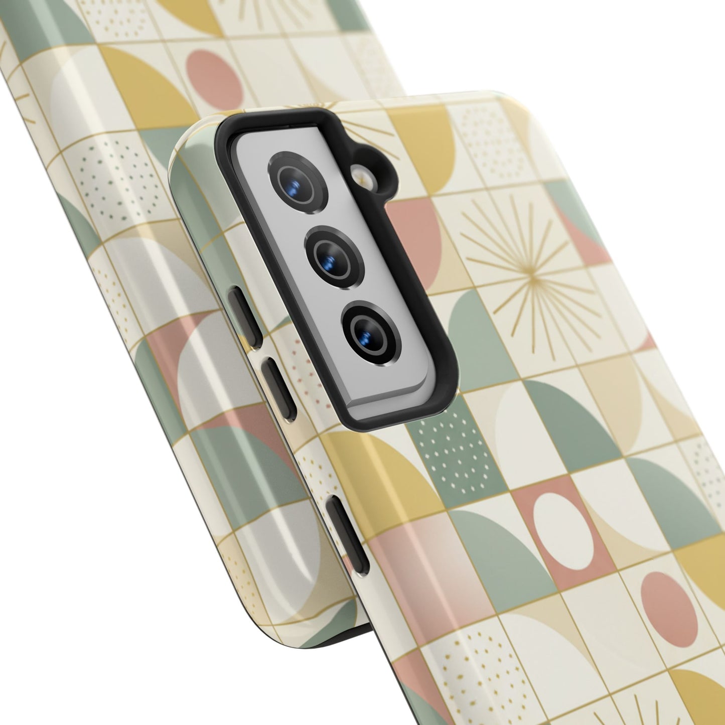 Retro Geometric Tough Phone Case — Pastel Midcentury Pattern