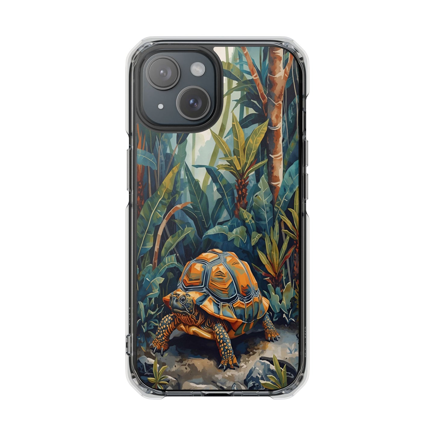 Clear Magnetic Phone Case — Tropical Turtle Art Protective Cover