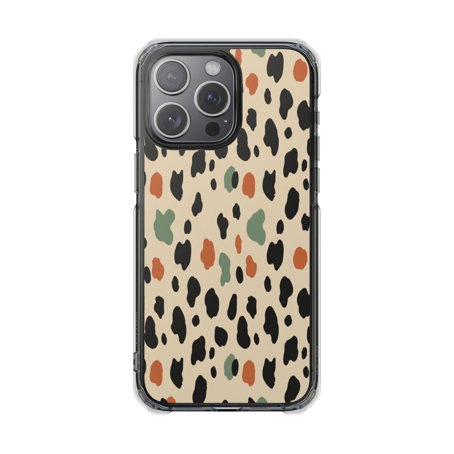Clear Magnetic Impact Phone Case — Neutral Multicolor Leopard Print