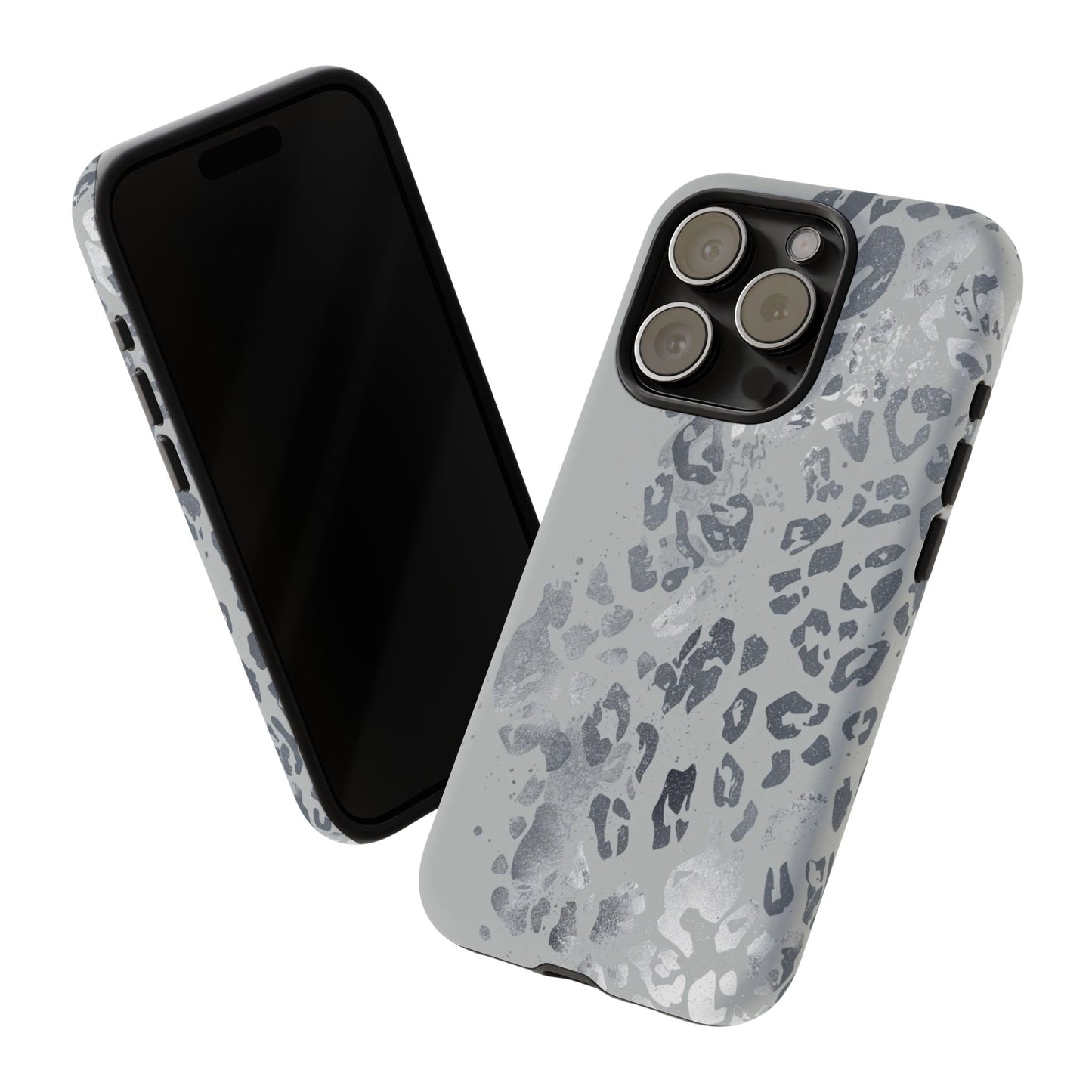 Gray Leopard Print Tough Phone Case